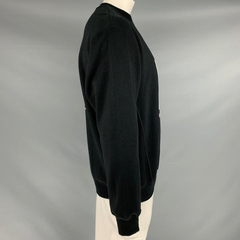 OPENING CEREMONY Size L Black Multi Color Logo Cotton Crew-Neck Sweatshirt