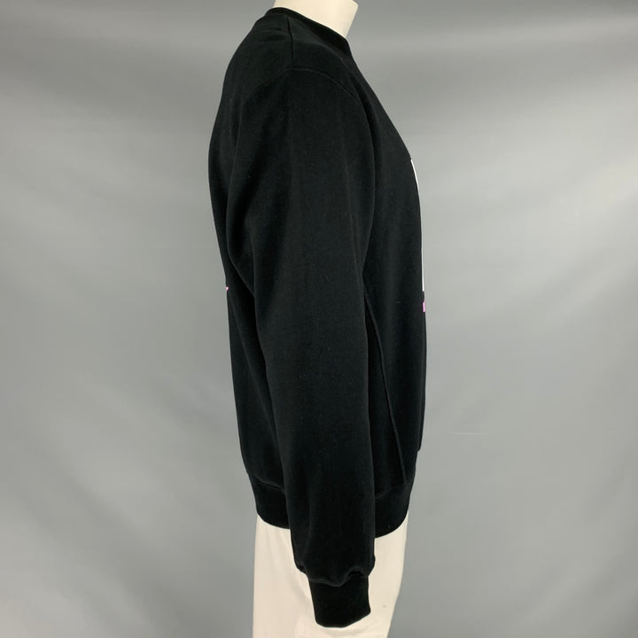 OPENING CEREMONY Size L Black Multi Color Logo Cotton Crew-Neck Sweatshirt