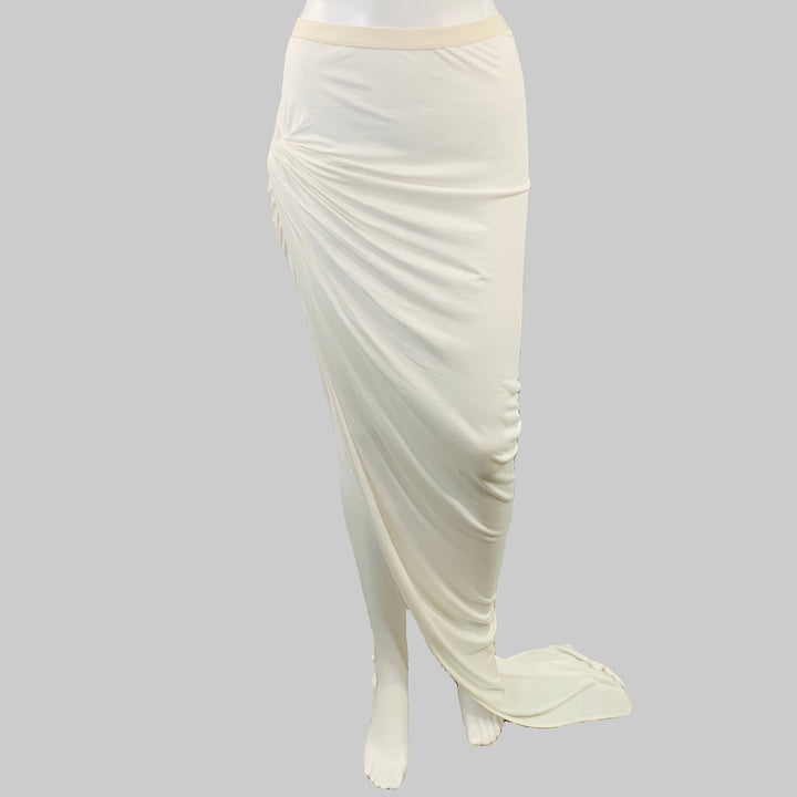 RICK OWENS LILIES Size 4 Twist Edfu White Jersey Asymmetrical Long Skirt