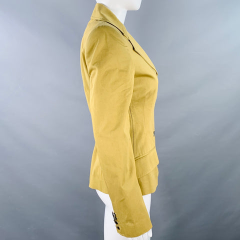 DOLCE & GABBANA Size 6 Khaki Cotton Twill Fitted Button Up Jacket Blazer