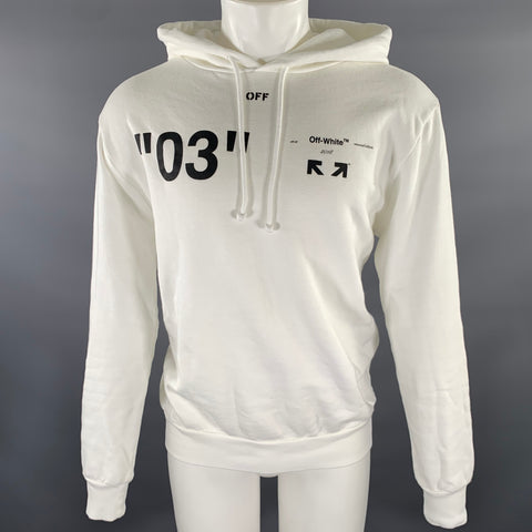 OFF-WHITE Size M Cream Logo Cotton Hoodie Sweatshirt