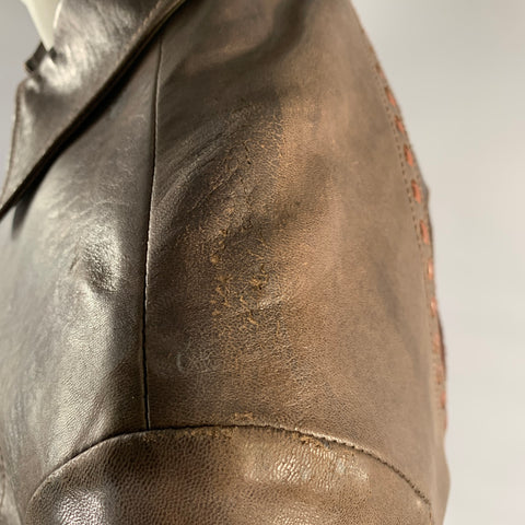 GUCCI TOM FORD Taille 38 Blouson Zippé en Cuir Marron Appliqué