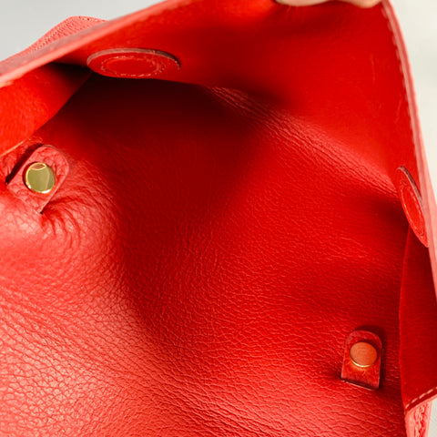 CUYANA Red Pebble Grain Leather Clutch Crossbody Bag