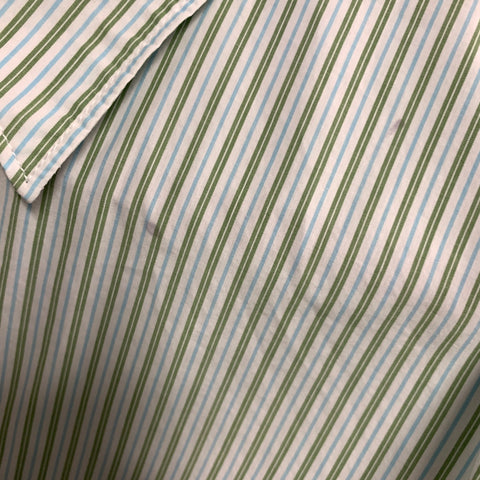 A.P.C. Size M Green White & Blue Stripe Cotton Button Up Long Sleeve Shirt