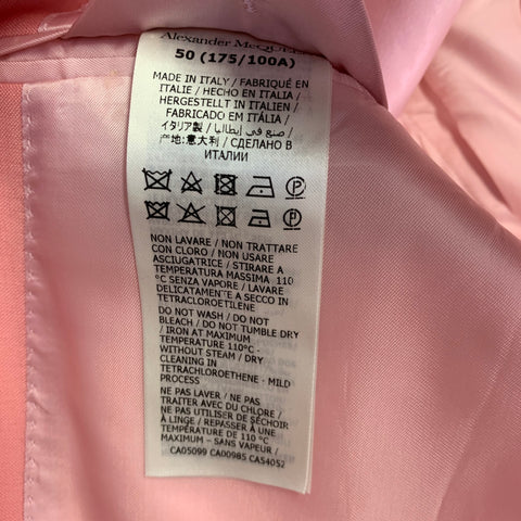 ALEXANDER MCQUEEN Size 40 Pink Wool Mohair Slim Fit Single Breasted Sport Coat