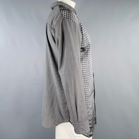 COMME des GARCONS SHIRT Size L Grey Charcoal Mixed Patterns Long Sleeve Shirt