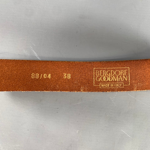 BERGDORF GOODMAN Size 38 Brown Light Crackled Leather Belt