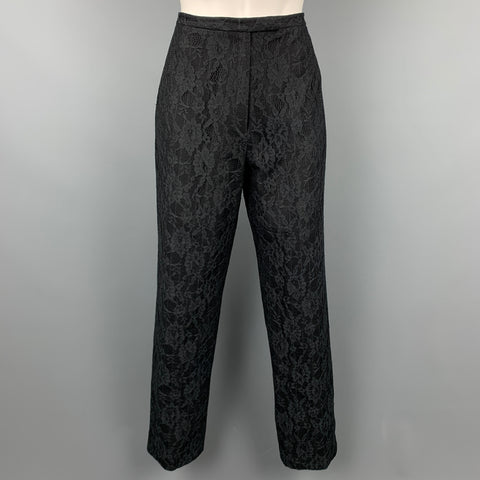 RICHARD TYLER Size 10 Black Wool Blend Lace Evening Dress Pants