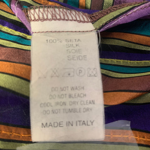 ETRO Size 8 Purple Rust Silk Stripe Pointed Collar Shirt