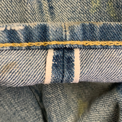 RRL by RALPH LAUREN Size 27 Blue Distressed Cotton Blend Skinny Selvedge Jeans
