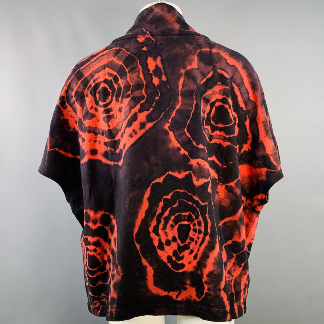 KAPITAL Size S Black Orange Tie Dye Cotton Oversized V-Neck Sweatshirt