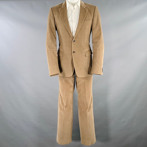 MIU MIU Size 40 Khaki Corduroy Cotton Blend Notch Lapel Suit