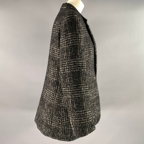 THE KOOPLES Size 6 Black White Wool Blend Notch Lapel Jacket