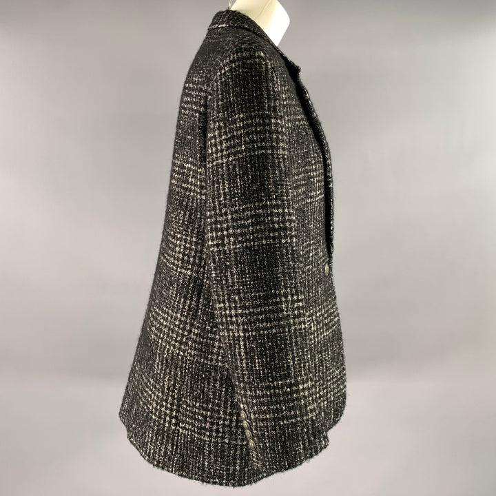 THE KOOPLES Size 6 Black White Wool Blend Notch Lapel Jacket