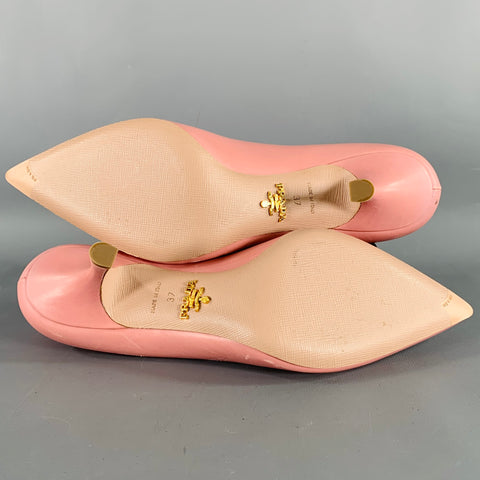 PRADA Size 7 Pink Leather Kitten Heel Pumps