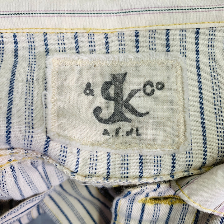 KAPITAL One Size Cream Navy Stripe One Pocket Cotton Blouson Jacket