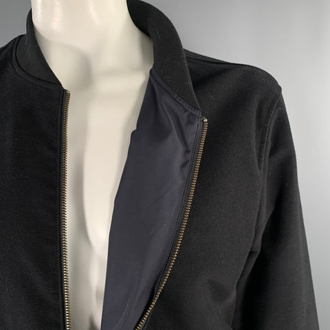 J.HILBURN Size L Black Navy Cotton Blend Reversible Bomber Coat