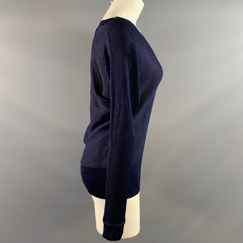 RALPH LAUREN Size L Navy Silk Knit Pullover Womens