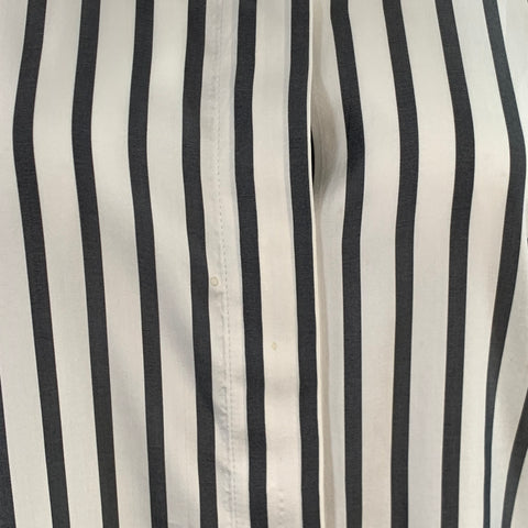 THE ROW Size S White Grey Silk Stripe Hidden Buttons Shirt
