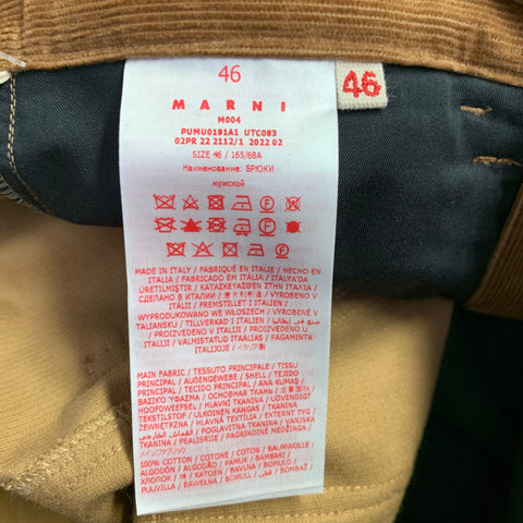 MARNI Size 30 Brown Corduroy Cotton Straight Casual Pants