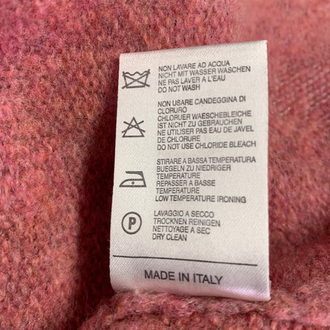 BLUMARINE Size 4 Pink Heather Wool Blend Fur Collar Cardigan