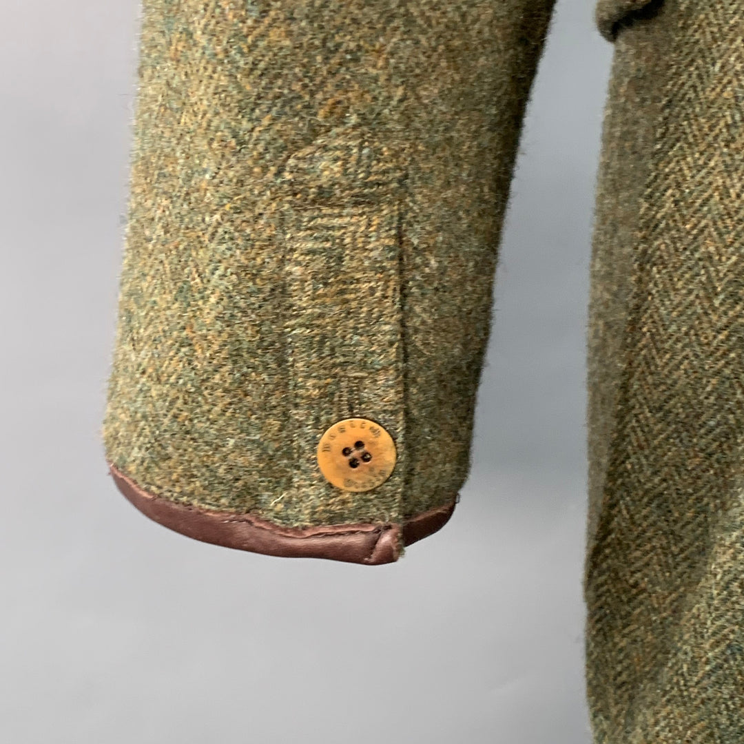 ENGLISH UTOPIA Size L Floyd Green Brown Herringbone Wool Tweed Jacket