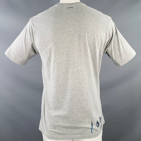ICEBERG Size L Grey Blue Black Jersey Embroidered Snoopy Print T-shirt