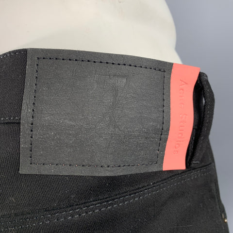 ACNE STUDIOS Size 34 Black Twill Cotton Blend Skinny Slim Five Pockets Jeans