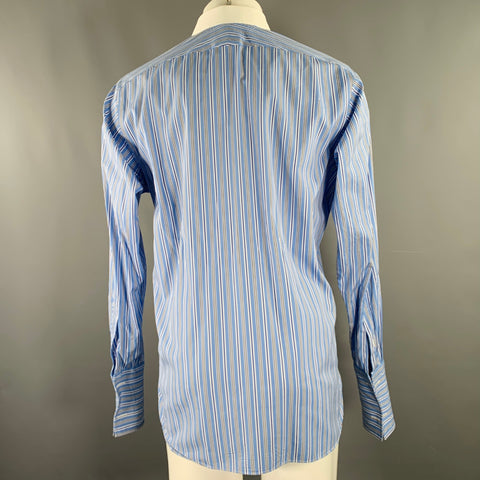 RALPH LAUREN Size M Blue White Stripe Cotton Spread Collar Long Sleeve Shirt