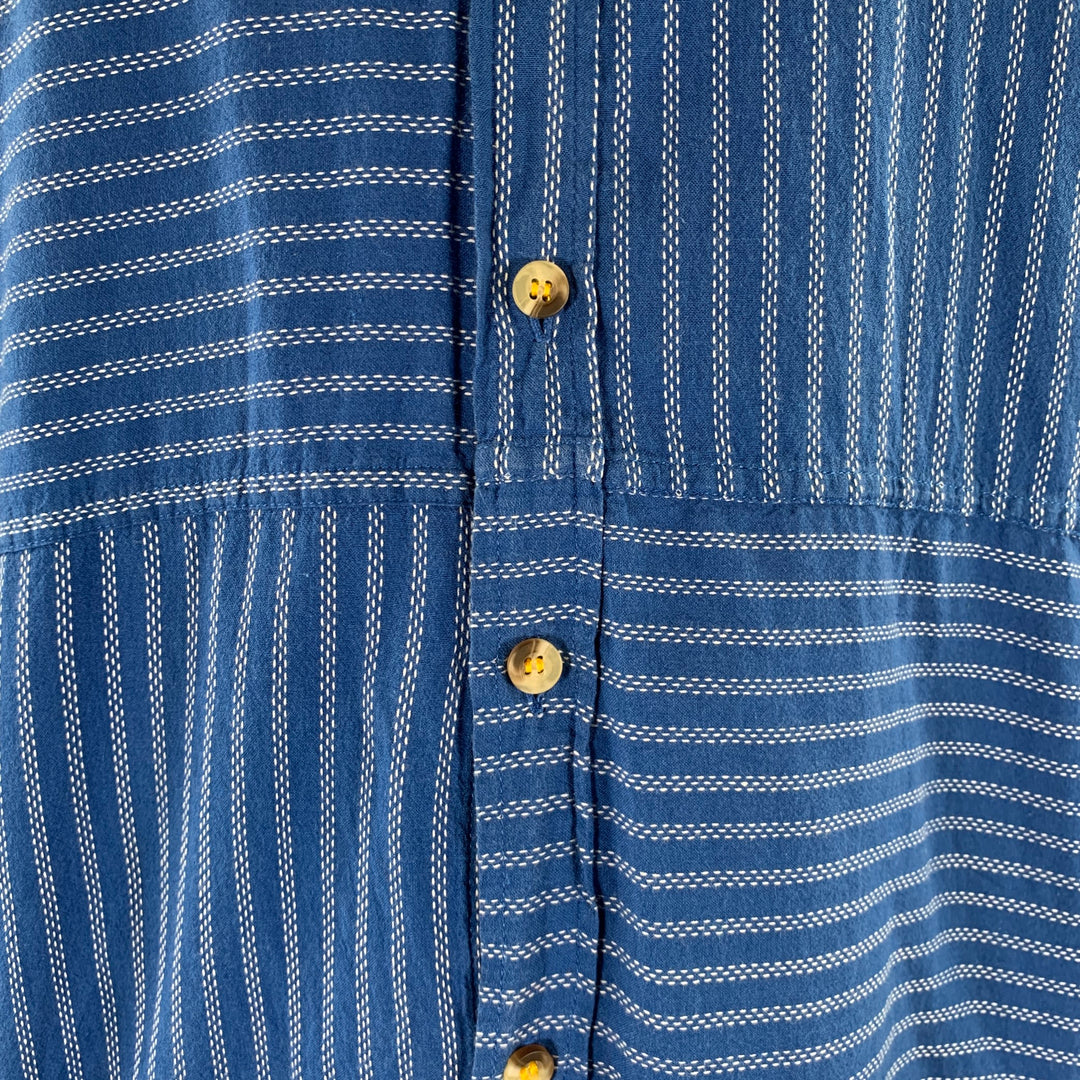 NEW MARKET GOODS Size L Blue White Stripe Cotton Short Sleeve Shirt