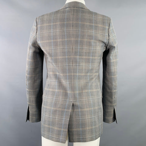 GIVENCHY Size 38 Grey Black Purple Plaid Contrast Trim Wool Blend Sport Coat