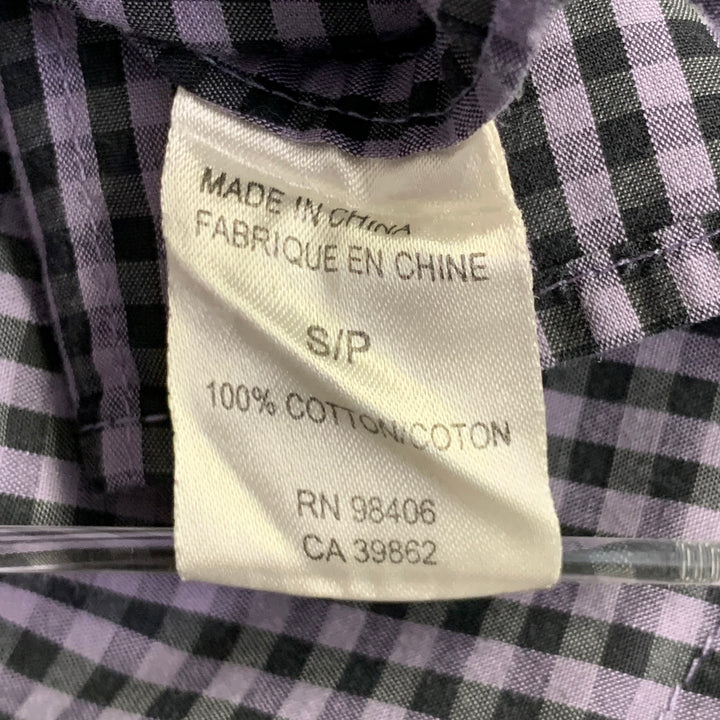 THEORY Size S Kyson Purple Black Gingham Cotton Button Down Long Sleeve Shirt