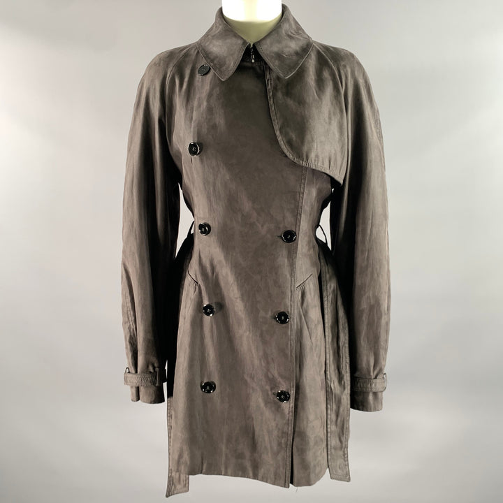 ALEXANDER MCQUEEN Size M Grey Polyethylene Solid Double Breasted Coat