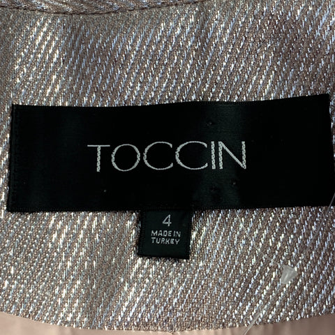 TOCCIN(NY) Size 4 Rose Silver Metallic Twill Double Breasted Jacket Blazer