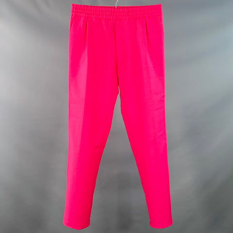 VERSACE Size M Pink Fuchsia Virgin Wool Mohair Pleated Tapered Casual Pants