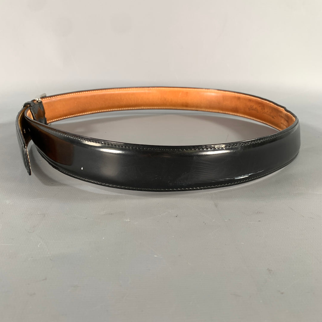 SUTOR MANTELLASSI Size 38 Black Solid Leather Belt