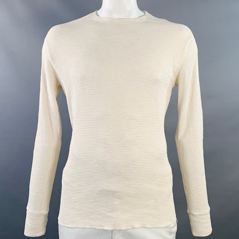 RRL by RALPH LAUREN Size L Cream Waffle Knit Cotton Crew Neck Pullover