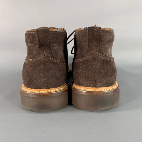 DUNHILL Size 11 Brown Suede Ankle Boots
