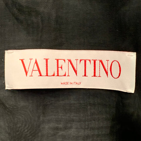 VALENTINO Size 38 Black Polyester Double Breasted Peak Lapel Sport Coat