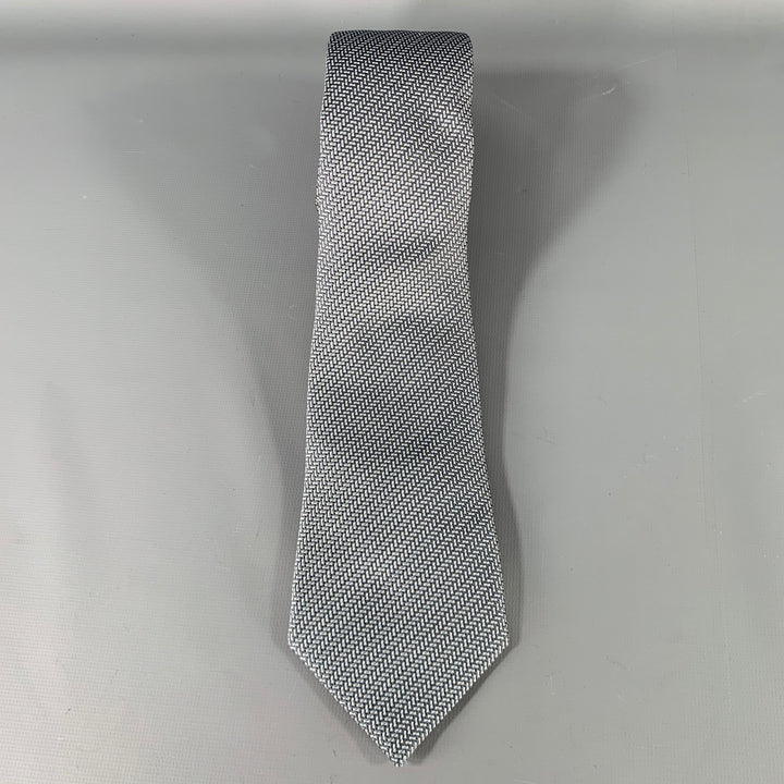 VALENTINO Green Light Blue Textured Silk Tie