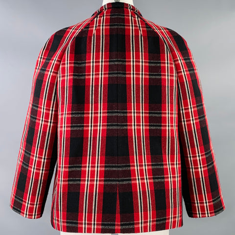 MARNI Size 8 Red Black Polyester Blend Plaid Snaps Jacket