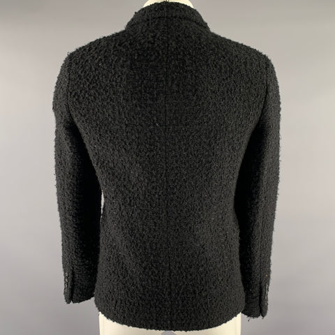 SAINT LAURENT Size M Black Tweed Wool  Polyamide Coat