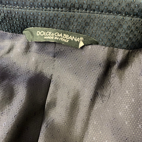 DOLCE & GABBANA Chest Size 46 Navy Geometric Wool Notch Lapel Sport Coat