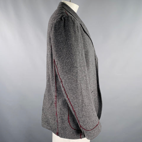 PAUL SMITH Size 42 Grey Burgundy Wool Blend Contrast Trim Jacket