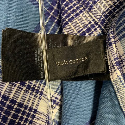 TOM FORD Size M Blue Navy Plaid Cotton Western Long Sleeve Shirt