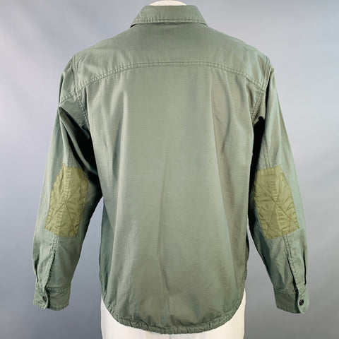 DUBBLE WARE Size L Olive Cotton Snaps Long Sleeve Shirt Jacket
