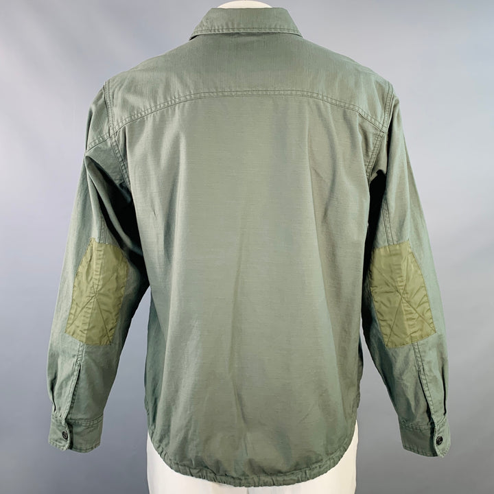 DUBBLE WARE Size L Olive Cotton Snaps Long Sleeve Shirt Jacket