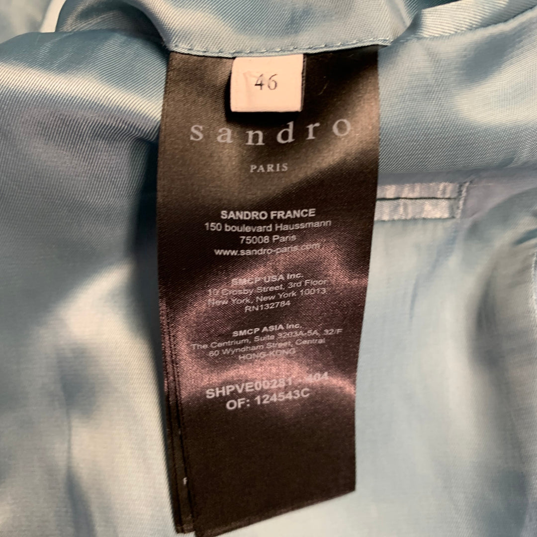 SANDRO Size 36 Blue Virgin Wool Blend Notch Lapel Suit