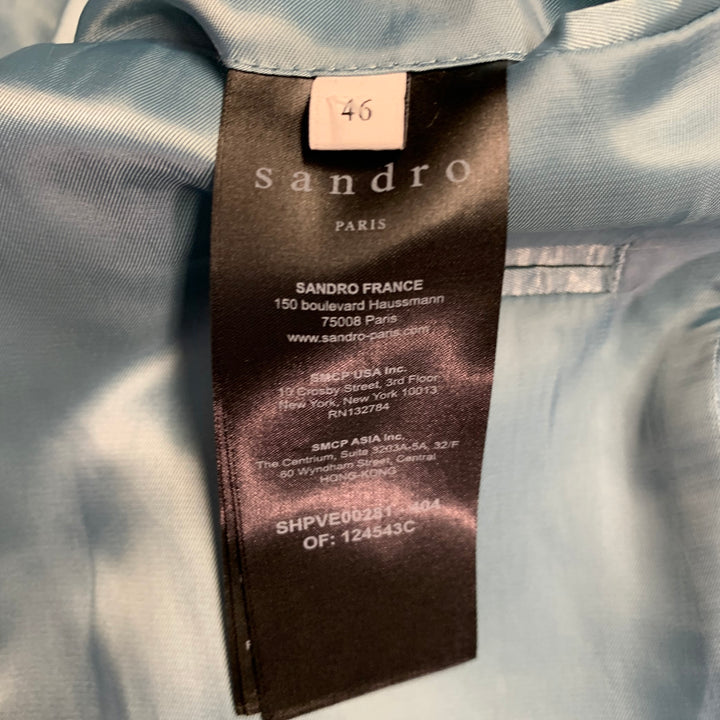 SANDRO Size 36 Blue Virgin Wool Blend Notch Lapel Suit