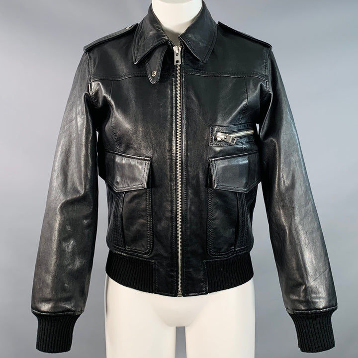 ZADIG & VOLTAIRE Size XS Luka Black Lambskin Leather Bomber Jacket
